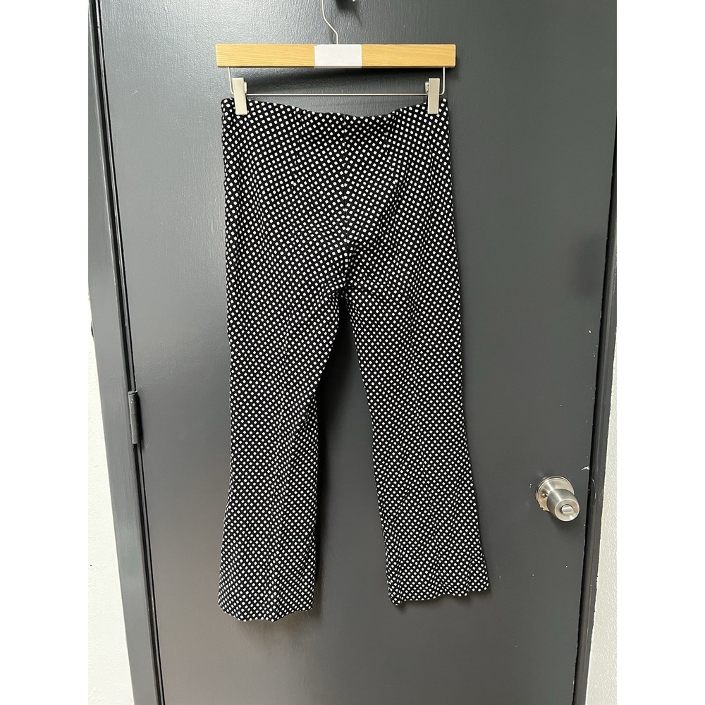 Anthropologie The Essential Crop Flare Pants Women's SZ XS Black White Diamond - Picture 4 of 4